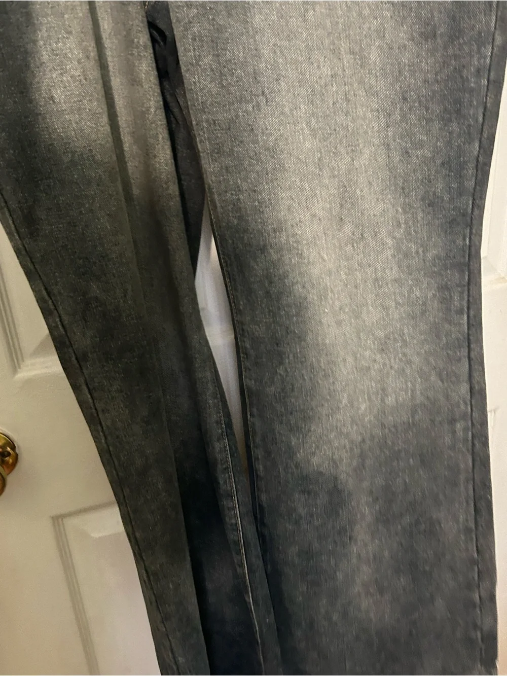CHANEL Dark Blue Denim Jeans with Gold Chain Trim